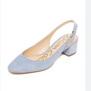 Sam Edelman Lorene Dusty Blue Suede Slingback Heel